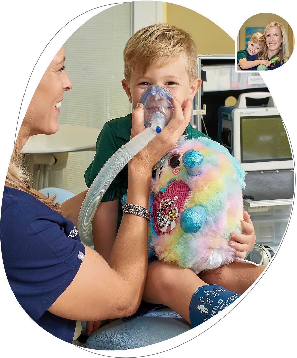 Child comfortably receiving sedation care during a dental visit